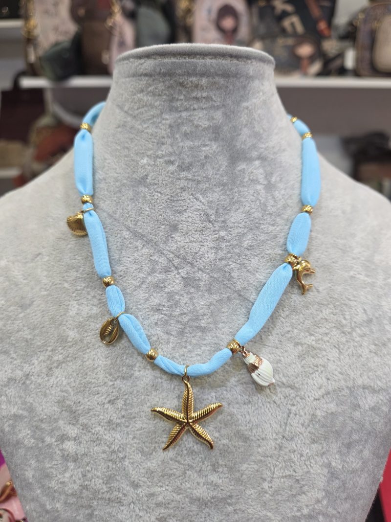 Collar Tela Turquesa